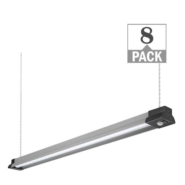 3.3 ft. 40-Watt Plug-in Motion Sensor Linkable Integrated LED Gray Shop Light 3000LM Bright White 4000K (8-Pack)