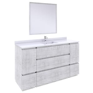 Formosa 60 in. W x 20 in. D x 35 in. H White Single Sink Bath Vanity in Rustic White with White Vanity Top and Mirror