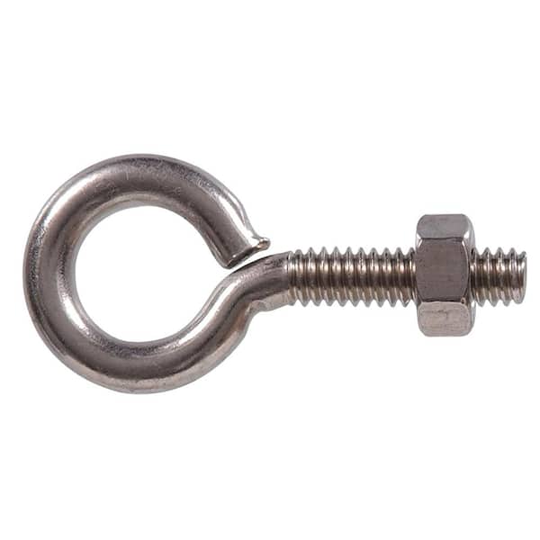 1/4 in.-20 tpi x 2-5/8 in. Stainless Steel Eye Bolt with Hex Nut (10-Pack)
