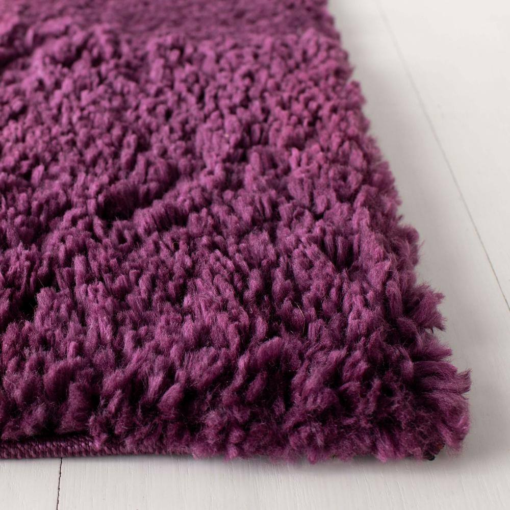 Purple 3' x 3' Square Shag Rug with Synthetic Fibers