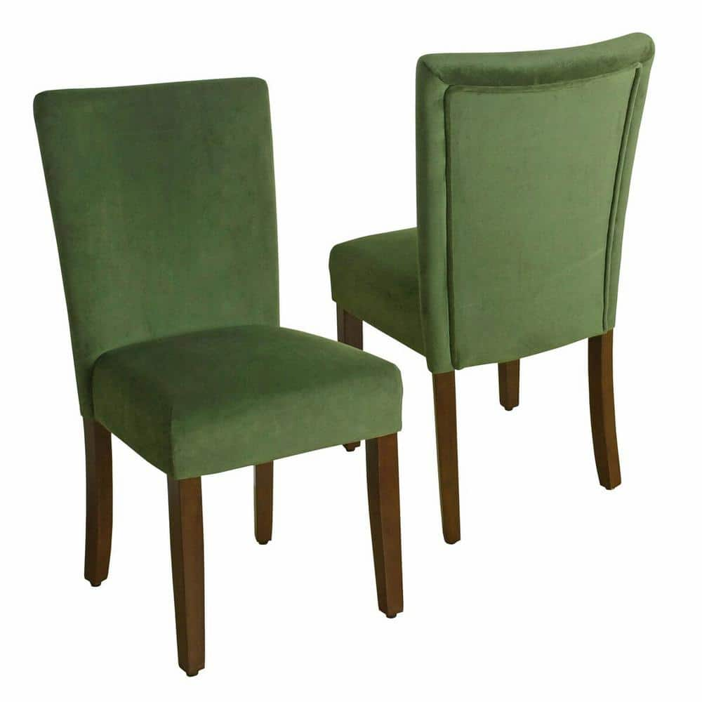 Set of 2 Parsons Velvet Dining Chairs Fabric Green - HomePop: Upholstered, Wood Legs, Armless