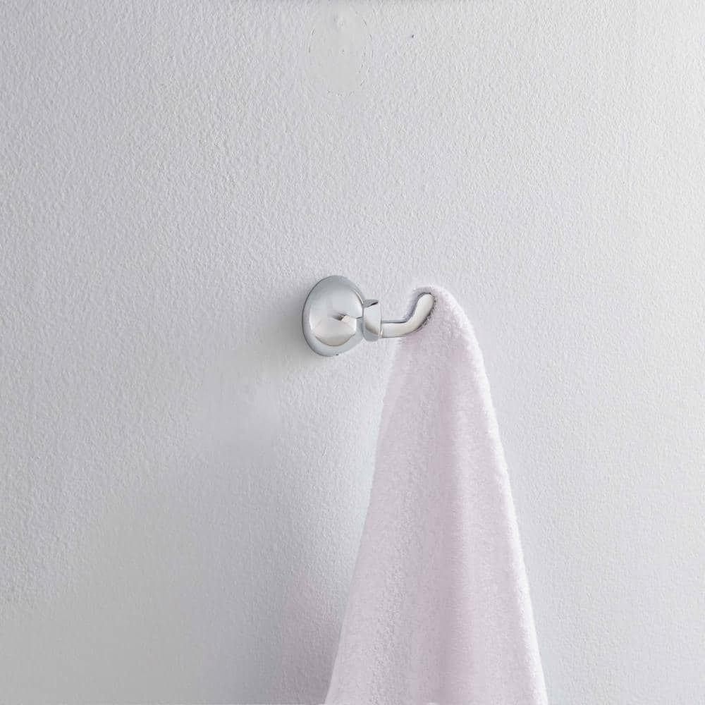 Polished Chrome Double J-Hook Wall Mounted Robe Hook