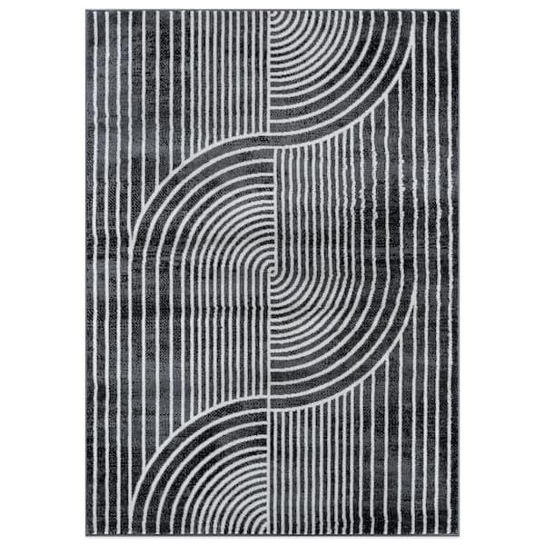 Contemporary Arch Knot Design 7 ft. 10 in. x 10 ft. Area Rug Black