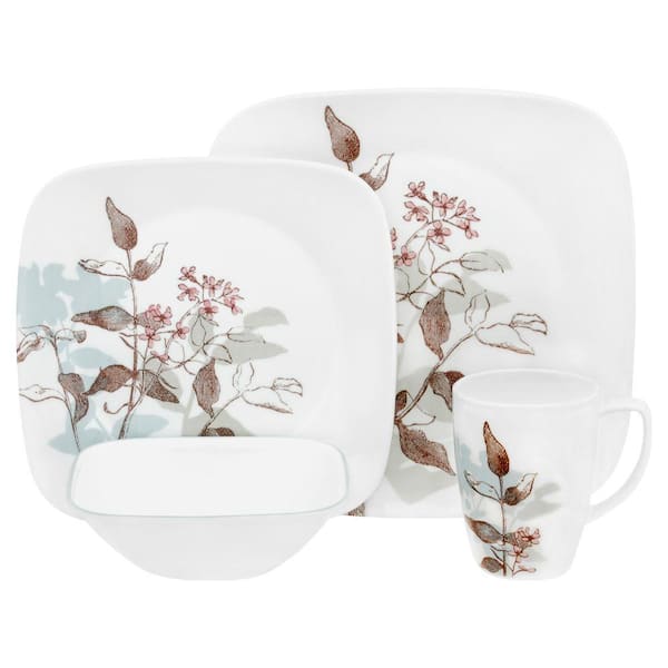 Corelle Square Twilight Grove 16-Piece Vitrelle Dinnerware Set