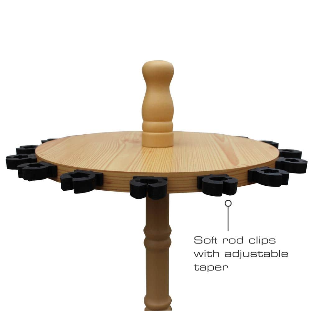 Round 16-Fishing Rod Storage Rack with Traditional Handcrafted Wood Post