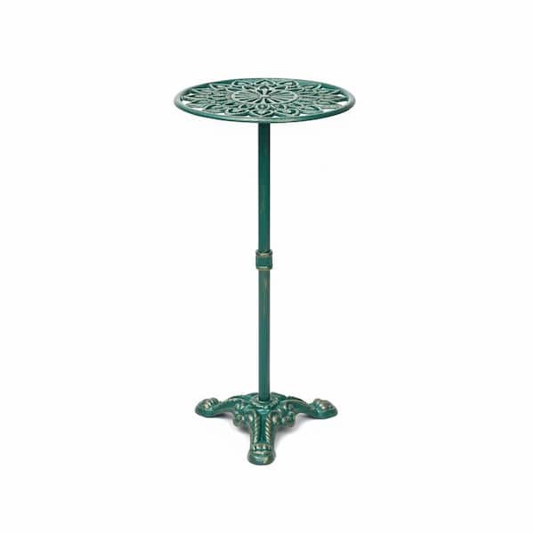 1-Tier Antique Green Cast Iron Flower Pot Plant Stand Indoor Outdoor Garden Table (11.2 in. H W x 23.6 in. H)
