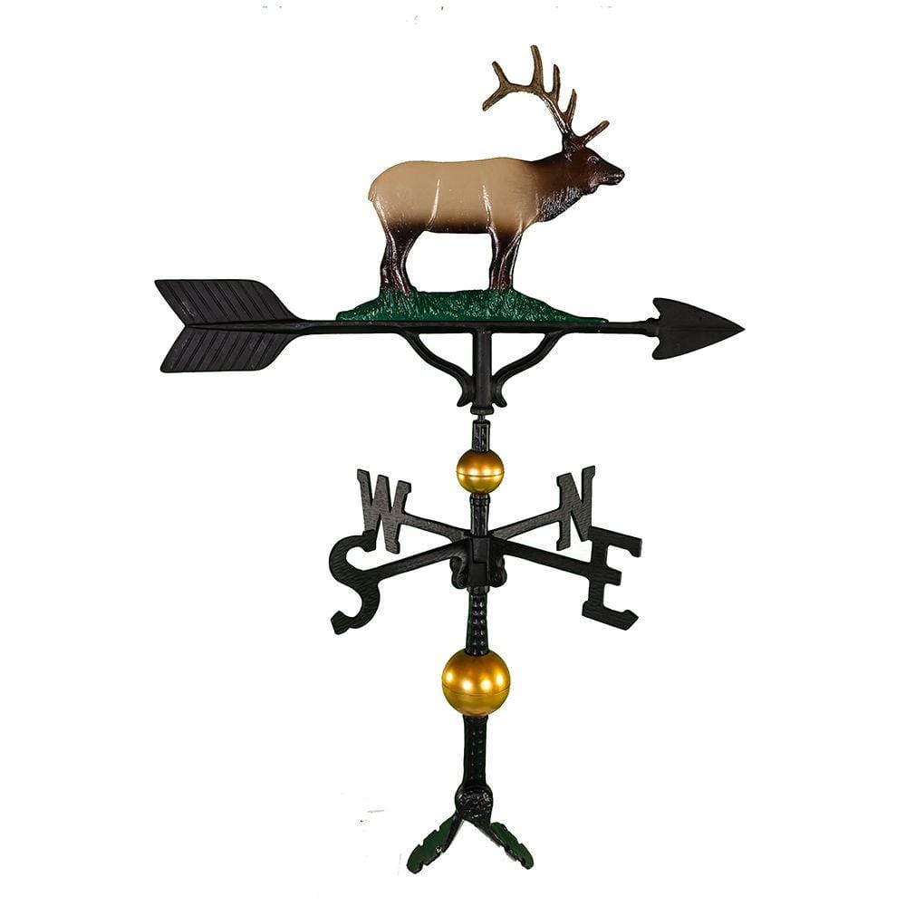 32-Inch Deluxe Black and Gold Aluminum Elk Weathervane
