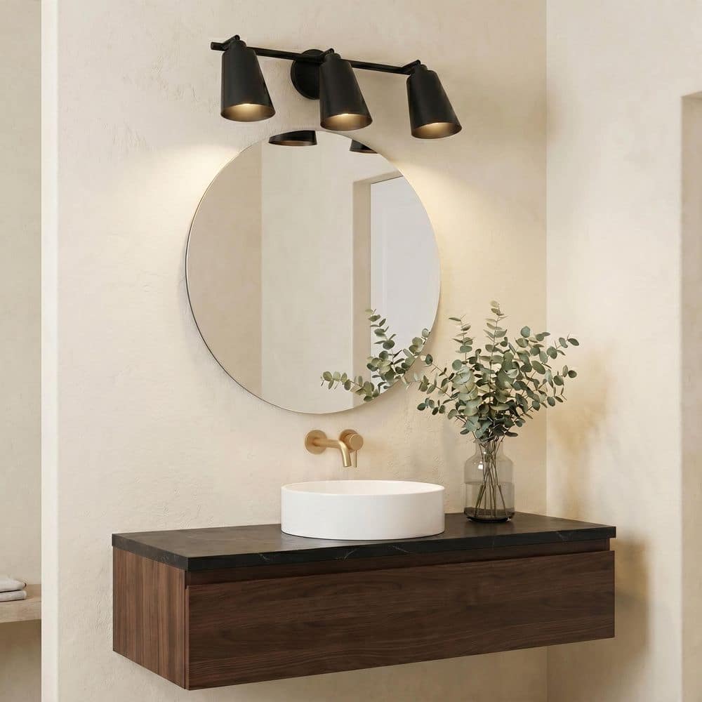 Kenroy Home Alvar 26 in. 3 Light Matte Black Vanity Light with