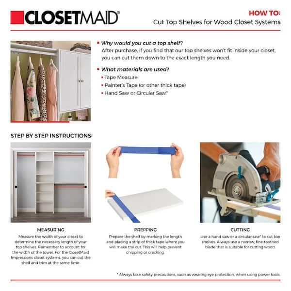 ClosetMaid Selectives 12 in. W White Walk-In Tower Unit Wall Mount  Stackable 6-Shelf Wood Closet System 7140 - The Home Depot