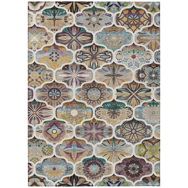 Addison Rugs Chantille Machine Washable Indoor/Outdoor Abstract ACN2257 Beige 9 ft. x 12 ft. Area Rug