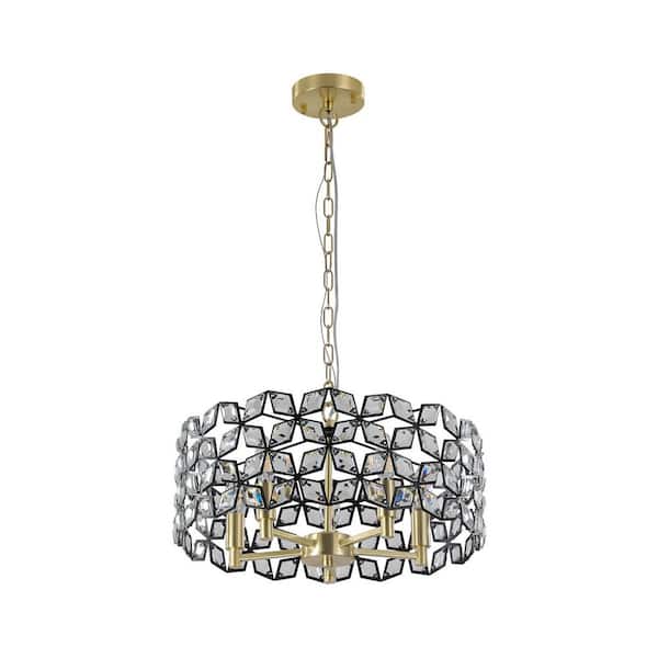 5-Light Black Cristal Lamp Luxury Home Decor Chandelier for Living Room, Dining Room with No Bulbs Included