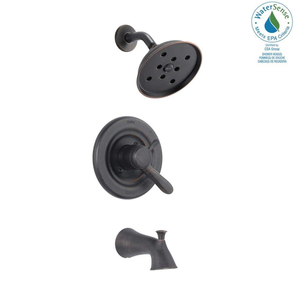 Lahara 1-Handle H2Okinetic Tub and Shower Faucet Trim Kit in Venetian Bronze (Valve Not Included) -  Delta, T17438-RBH2O