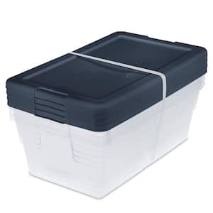 18 Quart Hefty® Hi-Rise™ Clear Storage Bin with Blue Lid - 16.85