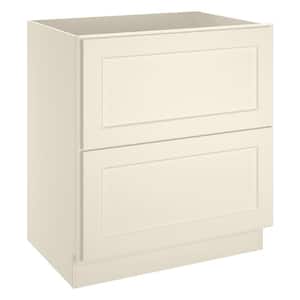 30 in. W x 24 in. D x 34.5 in. H in Antique White Plywood Ready to Assemble Drawer Base Kitchen Cabinet with 2-Drawers
