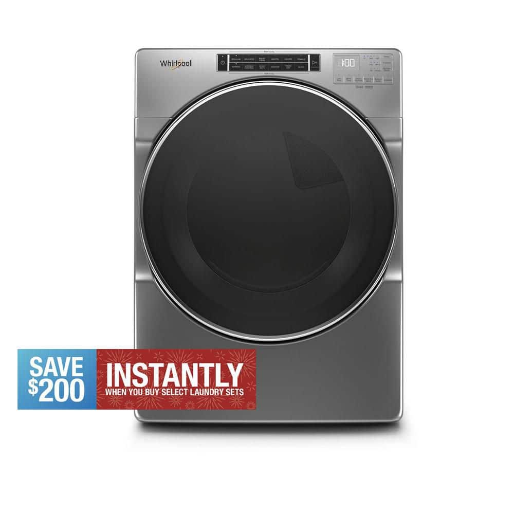 7.4 cu. ft. 240-Volt Chrome Shadow Stackable Electric Dryer with Steam and Intuitive Touch Controls, ENERGY STAR
