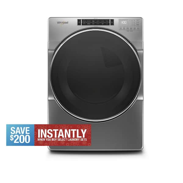 7.4 cu. ft. 240-Volt Chrome Shadow Stackable Electric Dryer with Steam and Intuitive Touch Controls, ENERGY STAR
