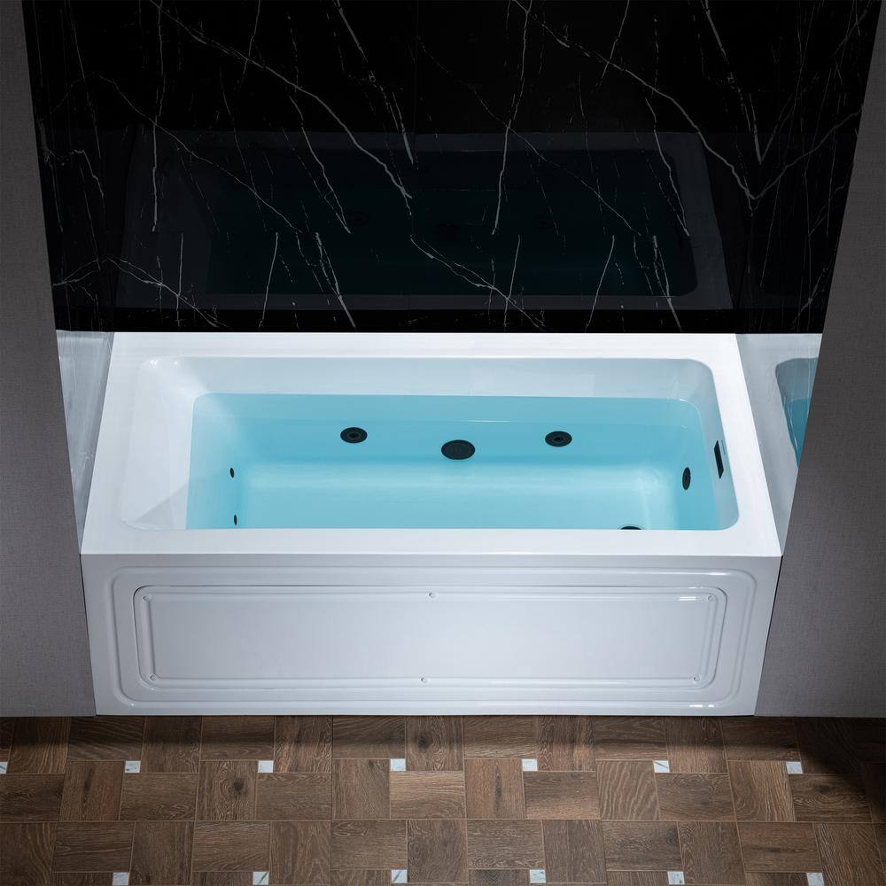 WOODBRIDGE 60 in. x 32 in. Heated and Whirlpool Bathtub with Matte
