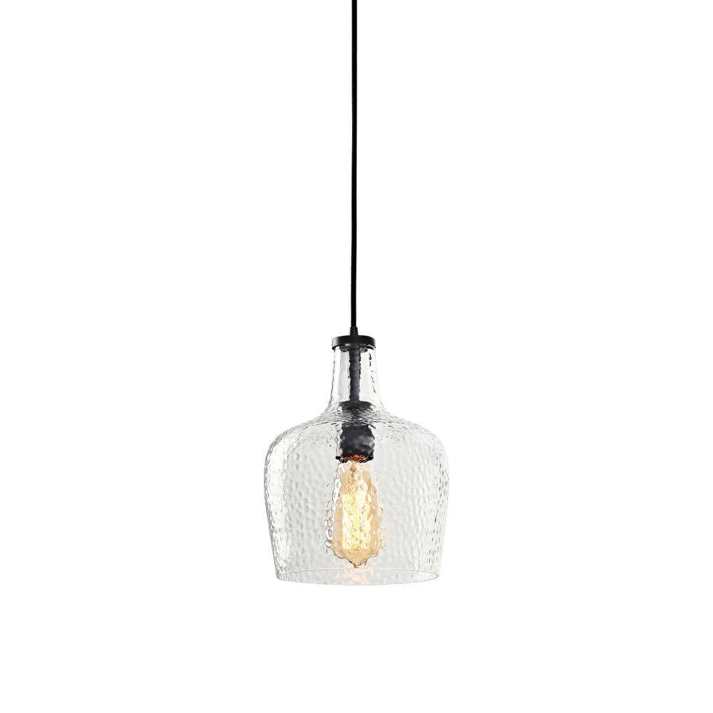 Ruby 7.9 in. 1-Light Antique Black Mouth-Blown Glass Pendant Light price history on PriceWatchPro