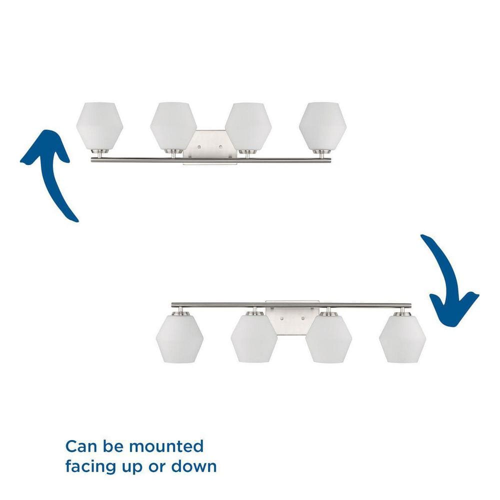 Copeland Brushed Nickel 4-Light Vanity with Opal Glass Shades