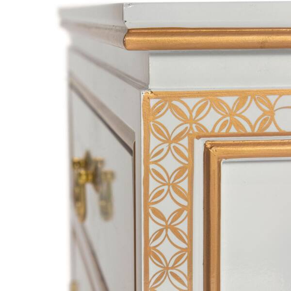 Oriental Furniture White Lacquer Birds and Flowers Accent Oriental Furniture White Lacquer Birds and Flowers Accent
