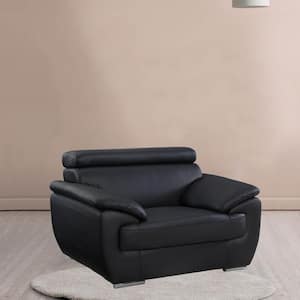 Charlie 32 in. Black Leather Chair and a Half