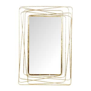 47 in. x 31 in. Rectangle Framed Gold Wall Mirror with Thin Metal Rectangle Frame