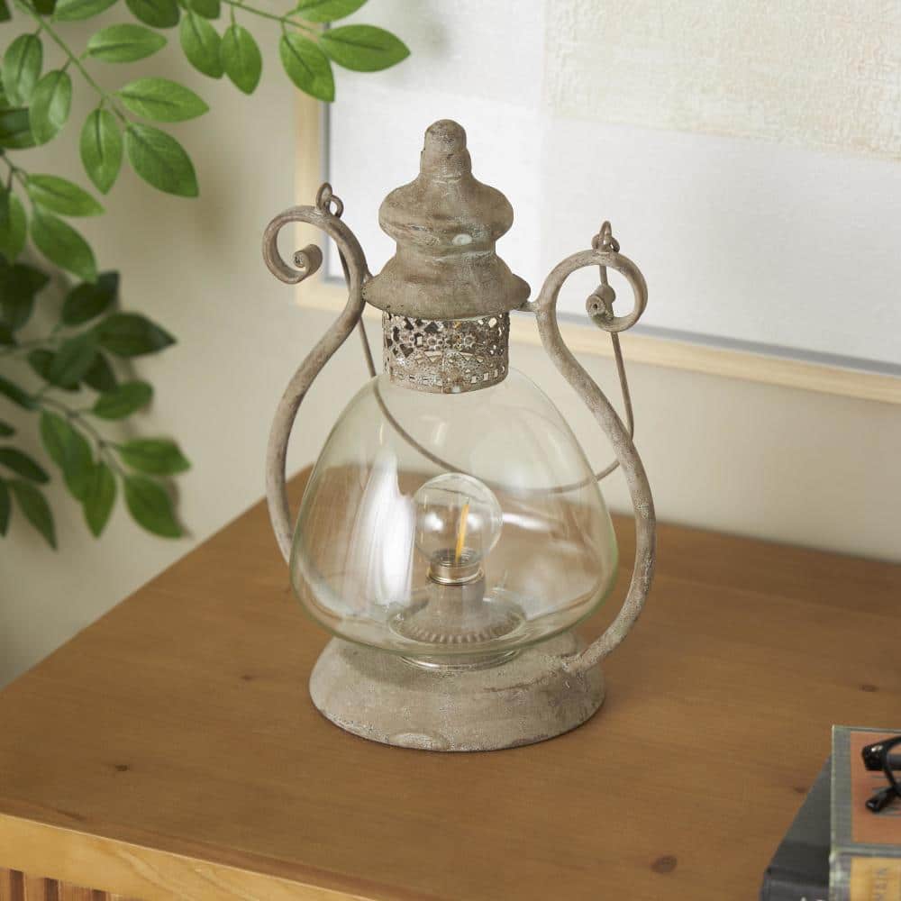 Litton Lane Bronze Metal Decorative Scroll Candle Lantern with