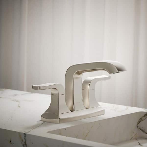 Rubicon 4 in. Centerset Double Handle Bathroom Faucet in Vibrant Brushed Nickel