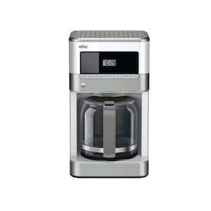 BrewSense 12-Cup Programmable White and Stainless Steel Drip Coffee Maker with Temperature Control