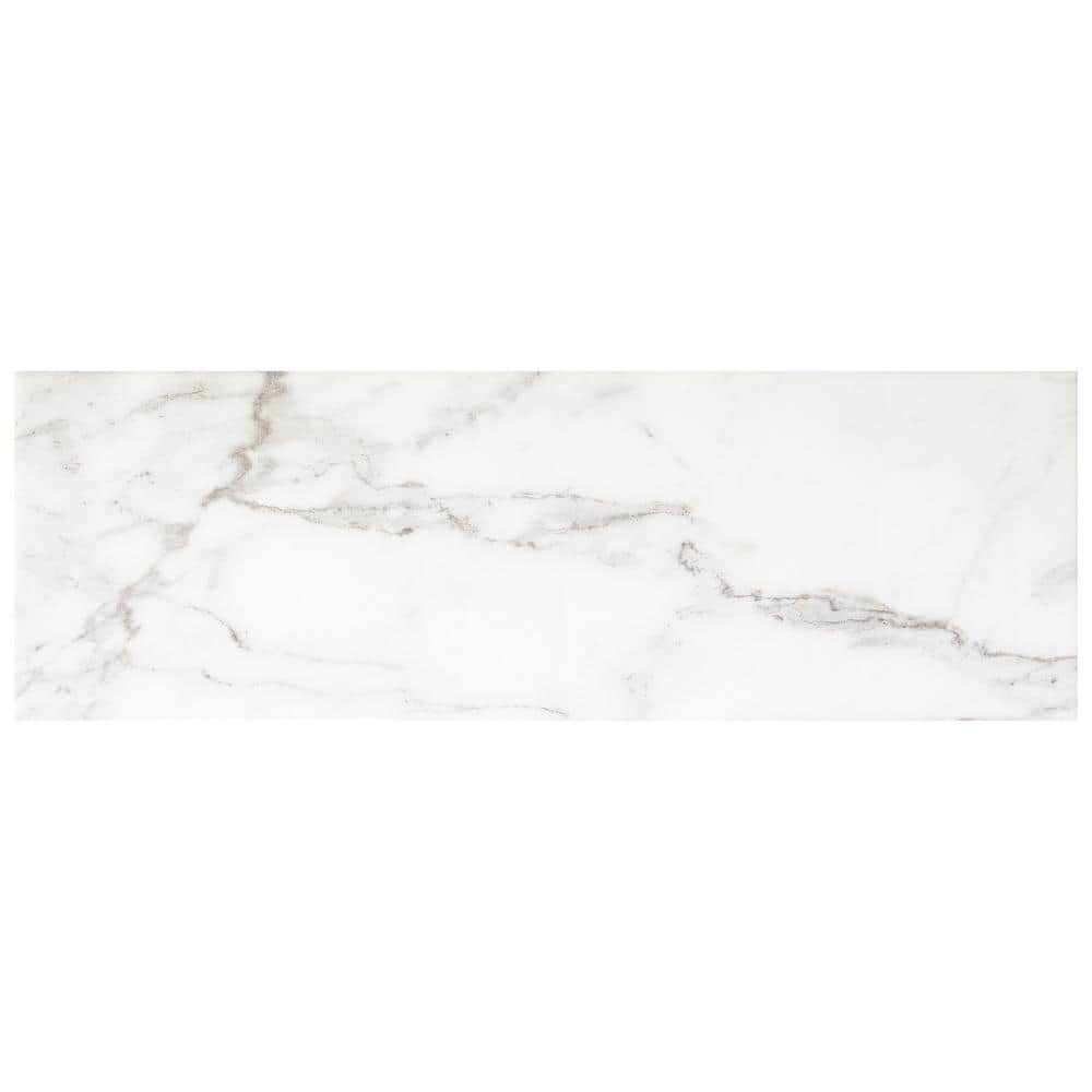LuxeCraft Calacatta Gold Marble 4 in. x 6 in. Glazed Ceramic Sample Tile