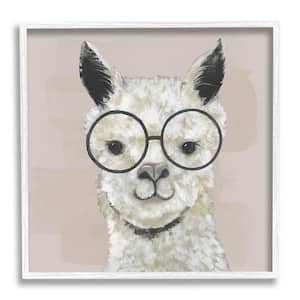 Happy Alpaca Glasses Portrait Design by Tava Studios Framed Animal Art Print 17 in. x 17 in.