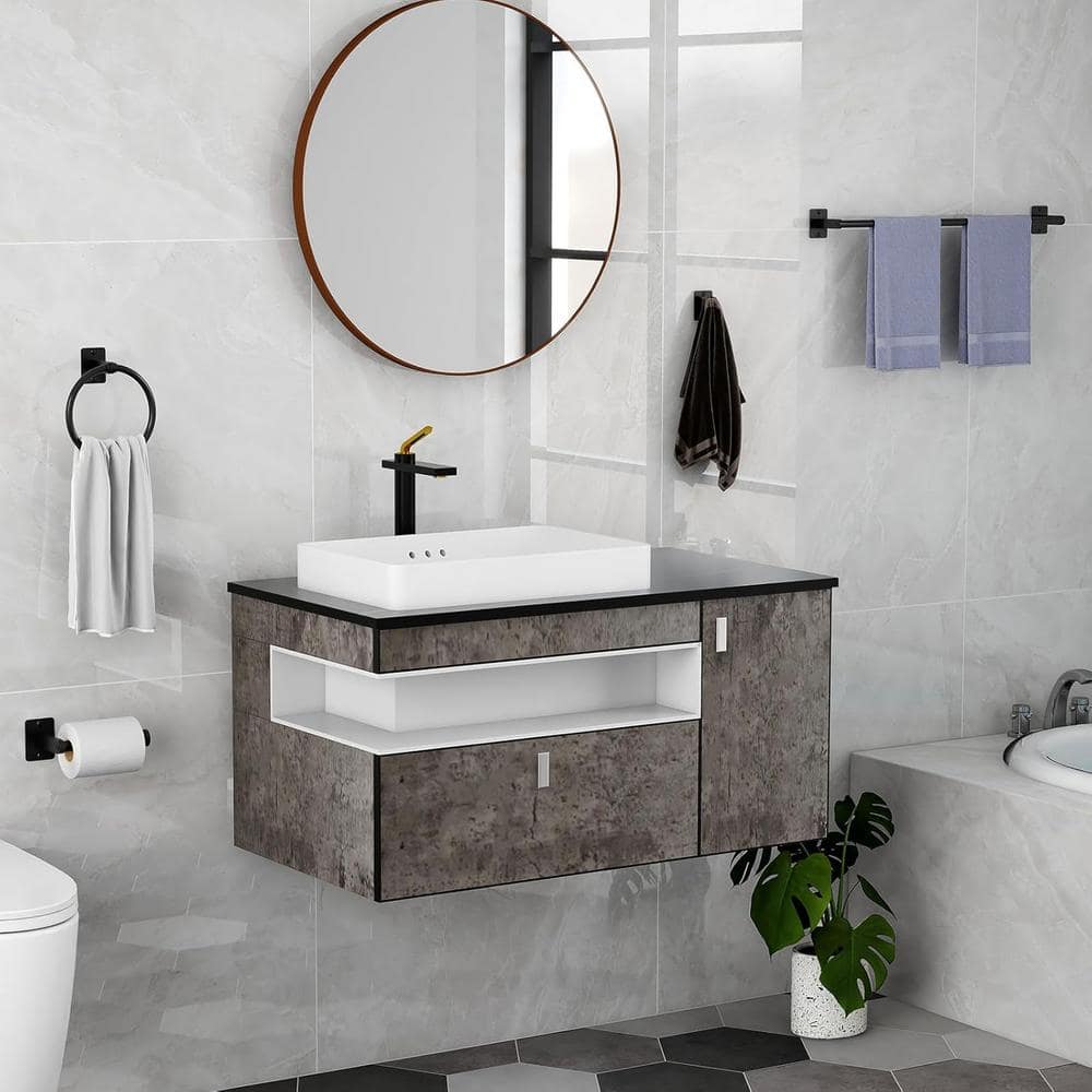 Matte Black 4-Piece Metal Bathroom Hardware Set