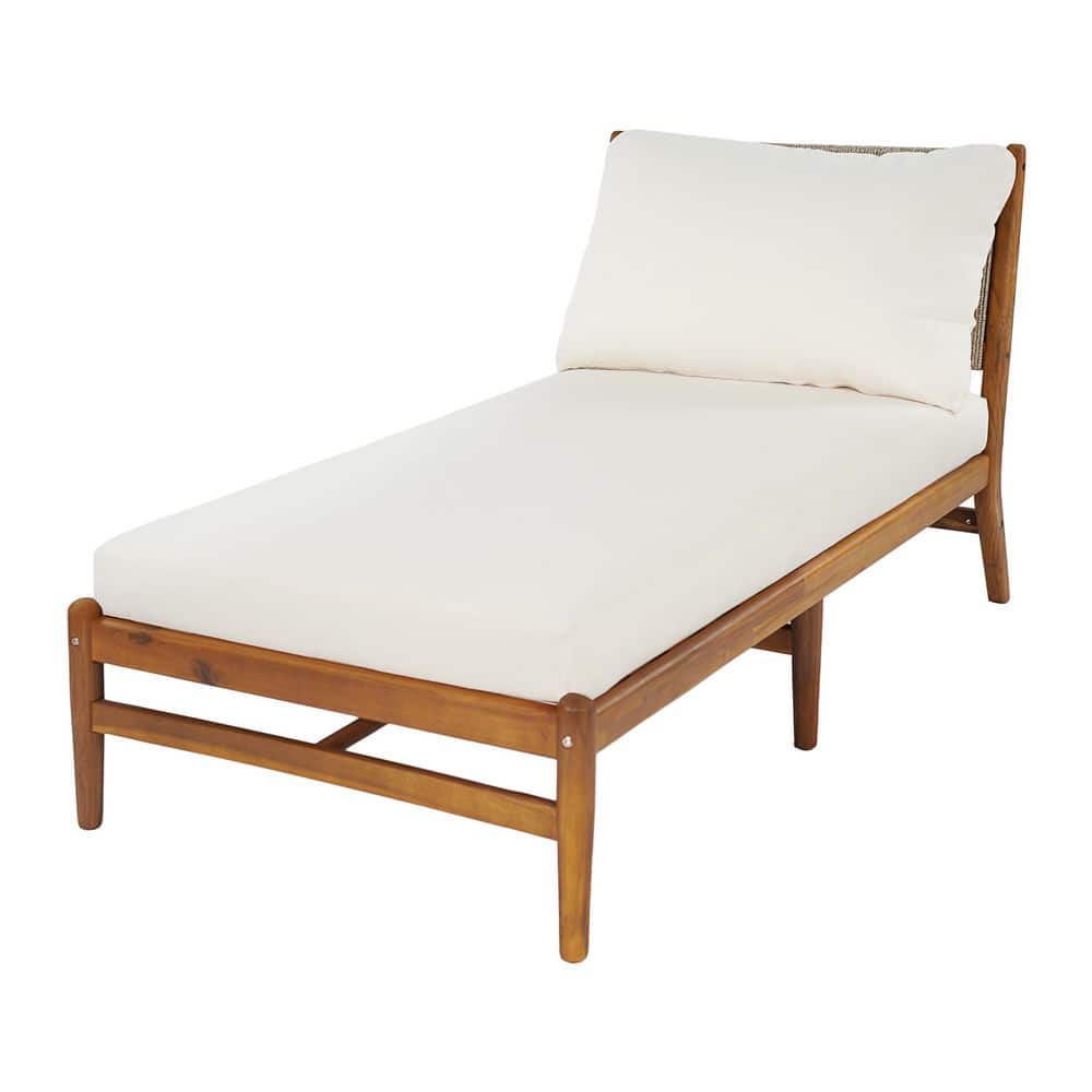 Xola Teak Solid Wood Outdoor Chaise Lounge with Rope Woven and Cream Cushions price history on PriceWatchPro