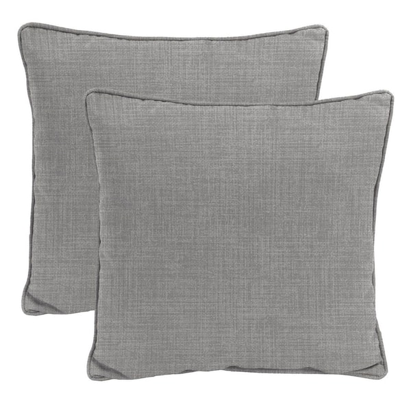 Jordan Manufacturing 18 in. W x 18 in. H x 4 in. T Square Outdoor Throw Pillow in Celosia Gray (2-Pack)