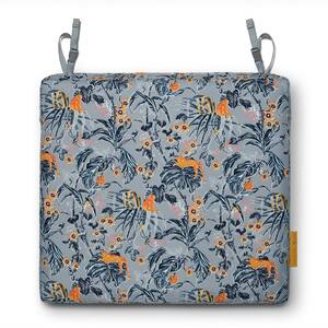 Vera Bradley 19 in. L x 19 in. W x 3 in. Thick Outdoor Patio Dining Seat Cushion in Rain Forest Toile Gray/Gold