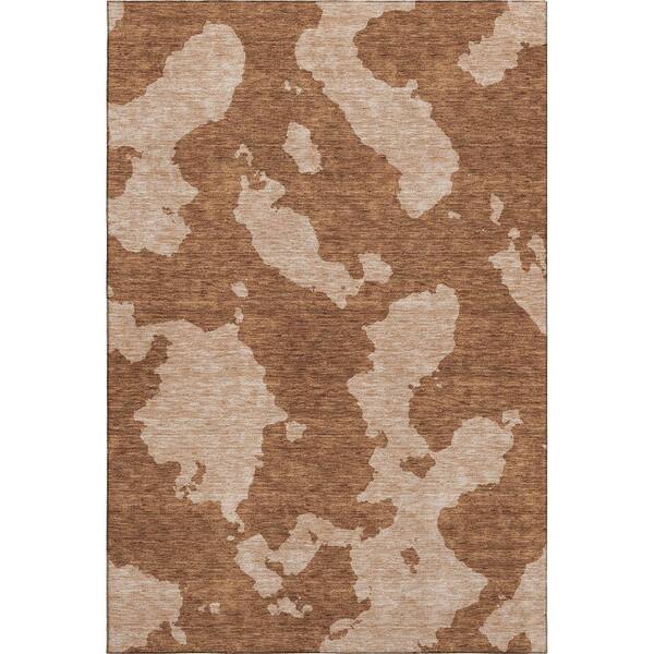 Mayfield Premium Machine Washable Abstract AMF975 Terracotta 2 ft. 6 in. x 3 ft. 10 in. Area Rug