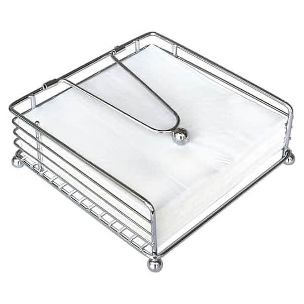 Lynzavix Elegant Rustic Iron Tabletop Silver Napkin Holder with ...