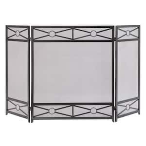 Sheffield 3-Panel Fireplace Screen in Vintage Iron