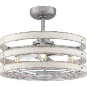 Gulliver Collection 23 in. 3-Blade Indoor/Outdoor Gray Ceiling Fan Cage Fandelier with 3 LED Light Bulbs and Remote