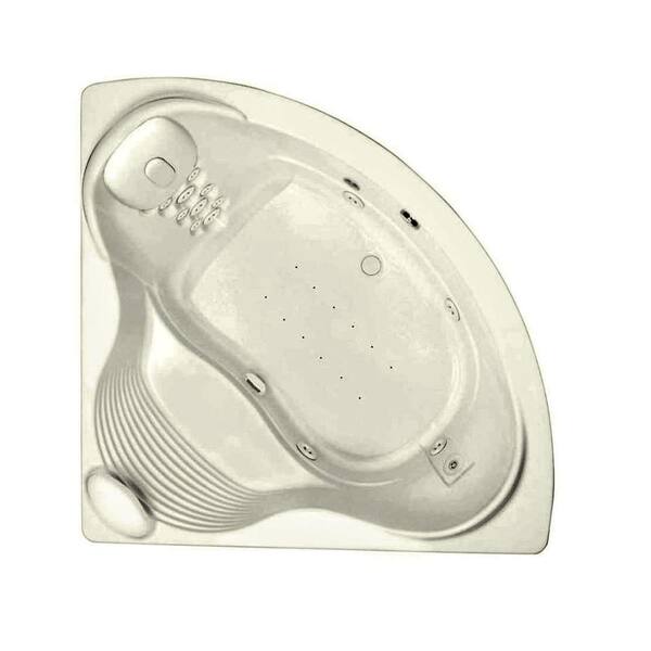 Aquatic Infinity 4.5 ft. Center Front Drain Whirlpool Bath Tub in Biscuit with Heater