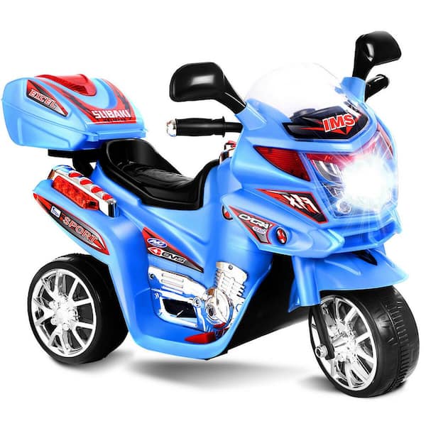 Costway Kids Ride On Motorcycle 3 Wheel 6-Volt Battery Powered Electric Toy Power Bicycle Blue