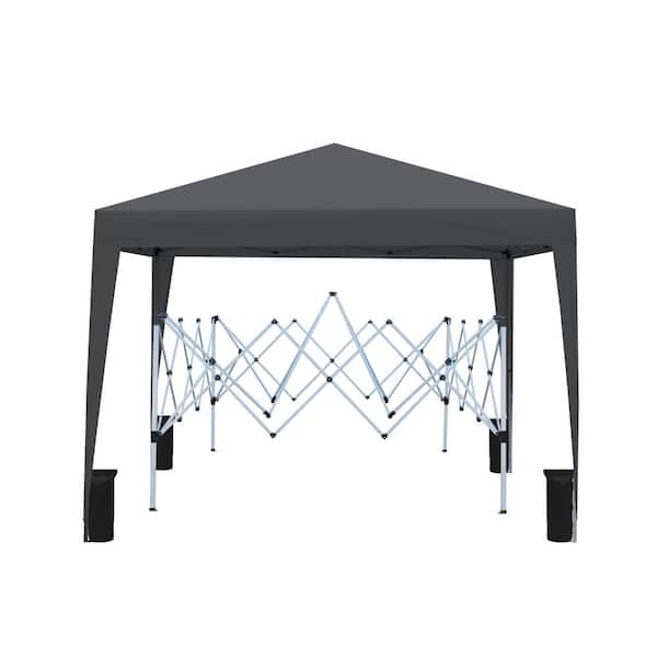 Outdoor 10 ft. x 10 ft. Black Pop Up Canopy Tent with Sidewalls and Windows