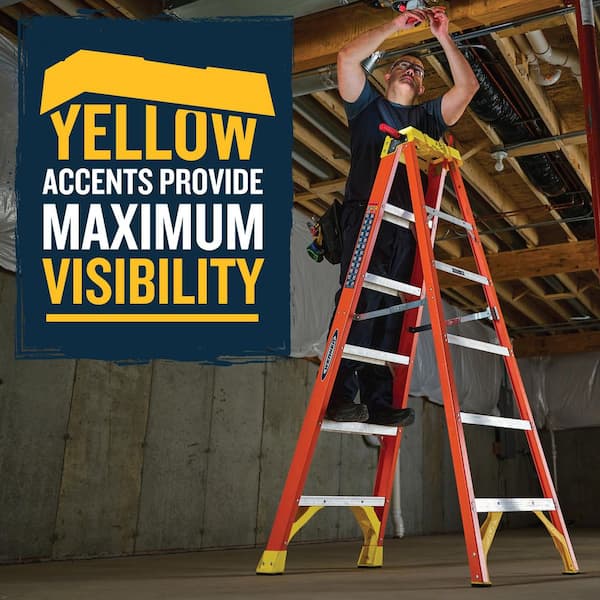 Werner - 6 ft. Fiberglass Step Ladder (10 ft. Reach Height) with 300 lb. Load Capacity Type IA Duty Rating