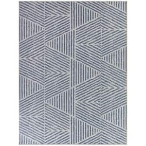 Darcy Blue 7 ft. 10 in. x 10 ft. Stripe Indoor/Outdoor Area Rug