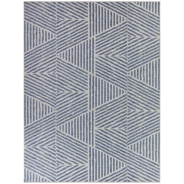 BALTA Darcy Blue 5 ft. 3 in. x 7 ft. Stripe Indoor/Outdoor Area Rug