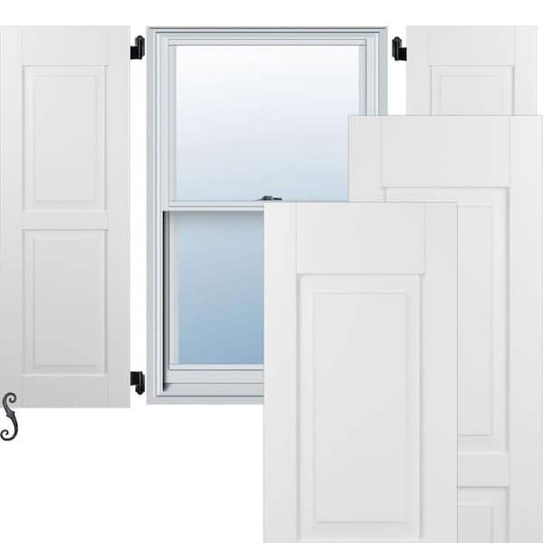 Ekena Millwork 18-in W x 50-in H Americraft Two Equal Raised Panel Exterior Real Wood Shutters (Per Pair), White