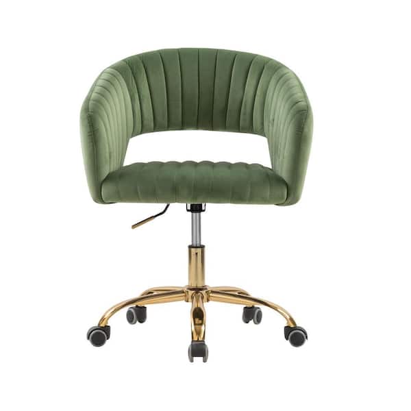 HOMEFUN Green Velvet Morden Cute Upholstered Task Chair HFHDSN