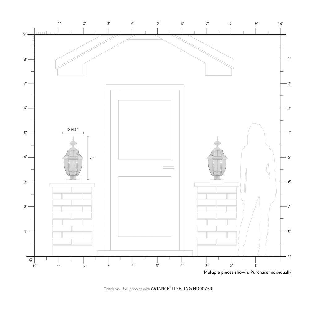 Monterey Elegance 2-Light Black Brass Outdoor Post Lantern with Clear Beveled Glass
