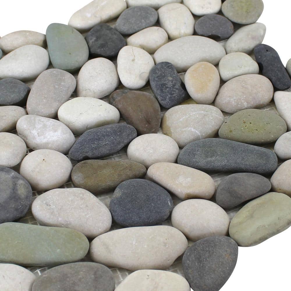 Rainforest 12" x 12" Natural Stone Pebbles Mosaic Wall & Floor Tile