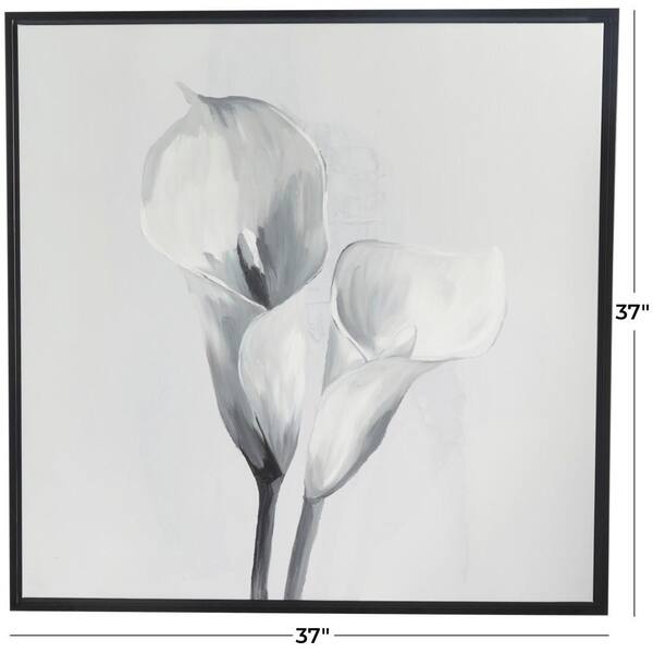 1- Panel Floral Shaded Tulip Framed Wall Art with Black Frame 37 in. x 37 in.